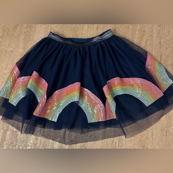 Skirt Winnie Baby Navy Blue Rainbow sequins sheer Tutu 9/10 years - Picture 1 of 9
